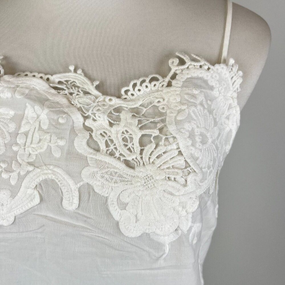 NWOT Farm Rio Off-White Sleeveless Lace Embroidered Floral Tank Top Size XL - Picture 7 of 12